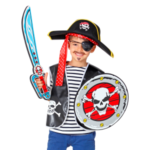 SET SCIABOLA E SCUDO PIRATA IN SPUGNA ACCESSORI PER ABITO VESTITO CARNEVALE BAMBINO - 97307