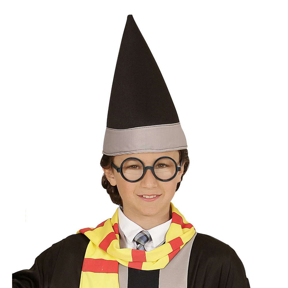 VESTITO CARNEVALE + ACCESSORI MAGO COSTUME CAPPELLO OCCHIALI BACCHETTA TRAVESTIMENTO (11/13 ANNI)