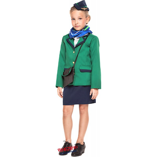 COSTUME VESTITO ABITO TRAVESTIMENTO CARNEVALE BAMBINA HOSTESS BABY 28022