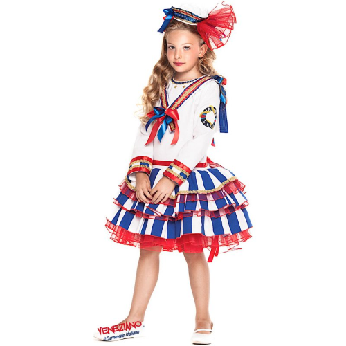 COSTUME VESTITO ABITO TRAVESTIMENTO CARNEVALE BAMBINA LADY MARINARETTA BABY 28034