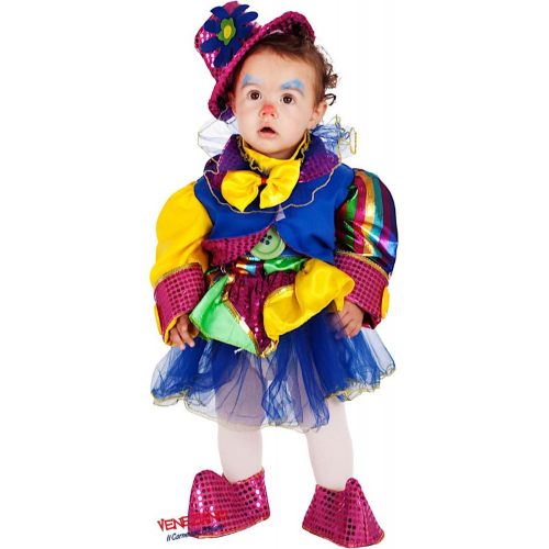 VESTITO CARNEVALE PICCOLA PAGLIACCETTA COSTUME TRAVESTIMENTO BAMBINA - 50698