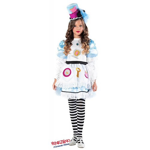 VESTITO CARNEVALE ALICE NEL PAESE DELLE MERAVIGLIE PRESTIGE COSTUME TRAVESTIMENTO BAMBINA - 51149