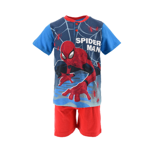 Pigiama Estivo Marvel Spiderman T-Shirt maniche corte Short 100% Cotone Bambino - EV2099BLU