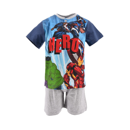 Pigiama Estivo Marvel Avengers T-Shirt maniche corte Short 100% Cotone - ET2091AVIO