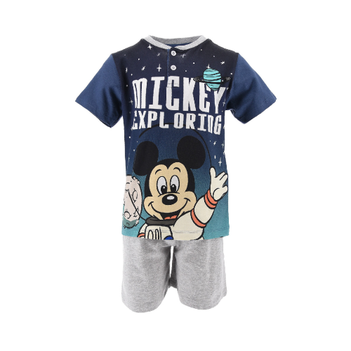 Pigiama Estivo Disney Topolino Mickey T-Shirt maniche corte Short 100% Cotone Bambino - EV2096AVIO