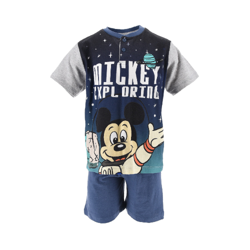 Pigiama Estivo Disney Topolino Mickey T-Shirt maniche corte Short 100% Cotone Bambino - EV2096GRIGIO