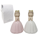 Bomboniera statuina Damina in porcellana assortita in due colori oggetti per cerimonie Ilary Queen personalizzanili - IQ3424