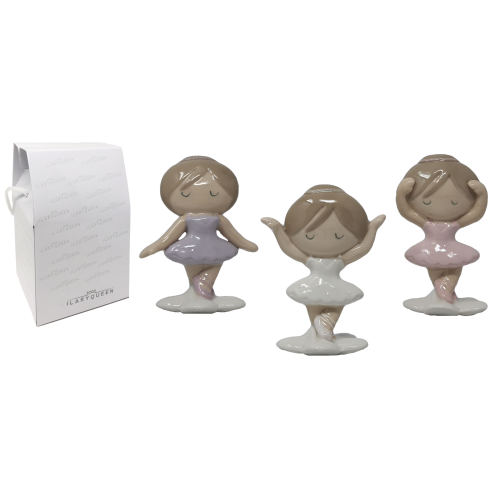 Bomboniera statuina ballerina in porcellana assortita in tre colori oggetti per cerimonie Ilary Queen personalizzanili - IQ3099