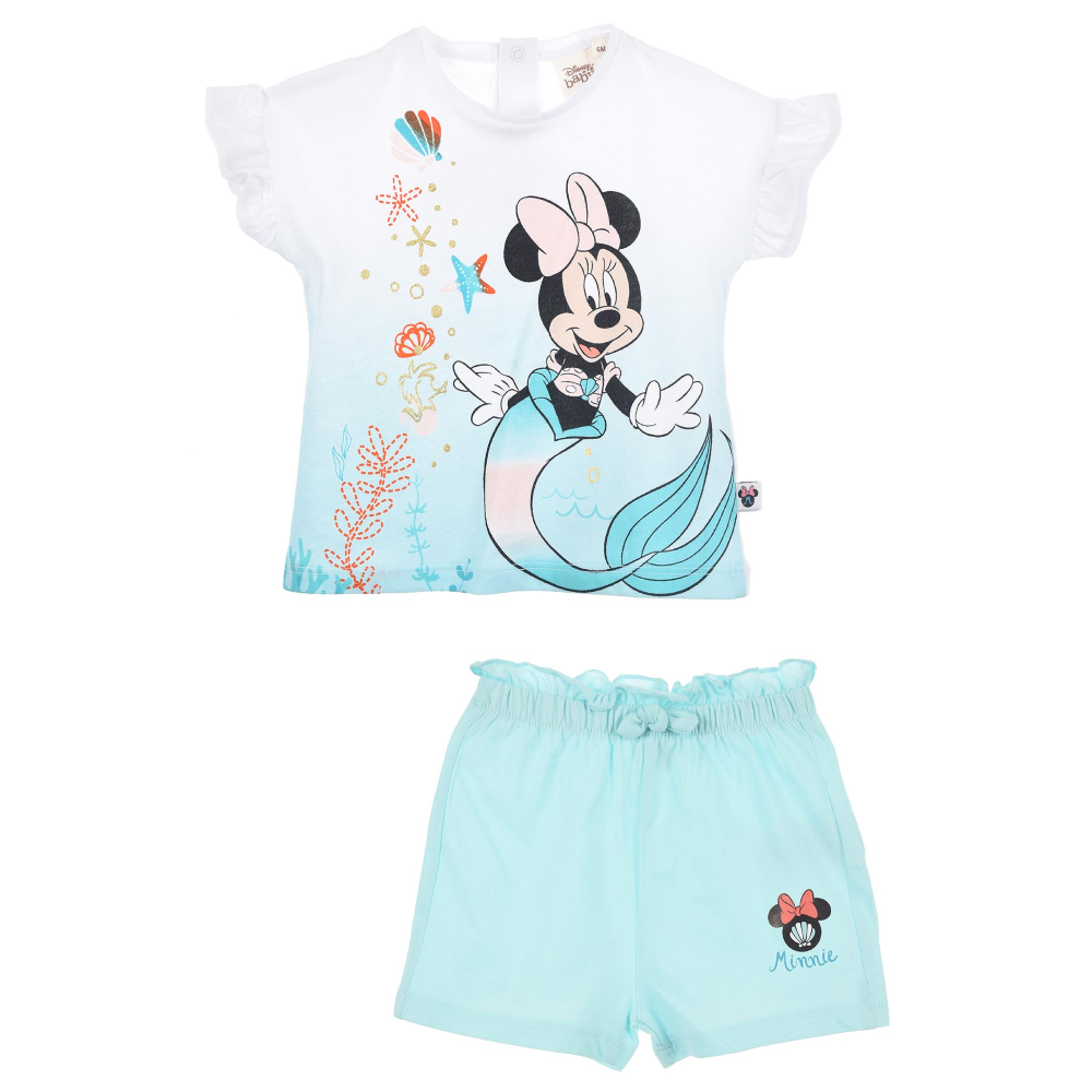 COMPLETO SHORT + T-SHIRT M.C. MINNIE MOUSE DISNEY NEONATA SUN CITY - EV0003.BIOCELESTE