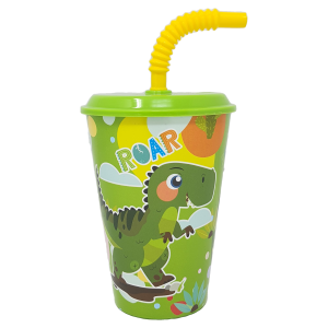 SET DINOSAURI BICCHIERE CON CANNUCCIA + PORTAMERENDA BPA FREE - DIN22/2PZ