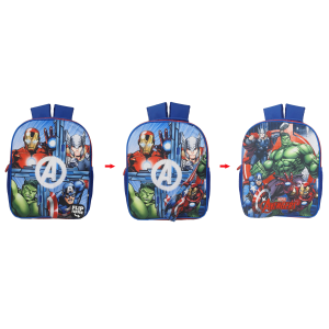 ZAINO ASILO AVENGERS MARVEL CON PATTINA MAGNETICA INTERCAMBIABILE BORSA SCUOLA TEMPO LIBERO - 1029P5626T2