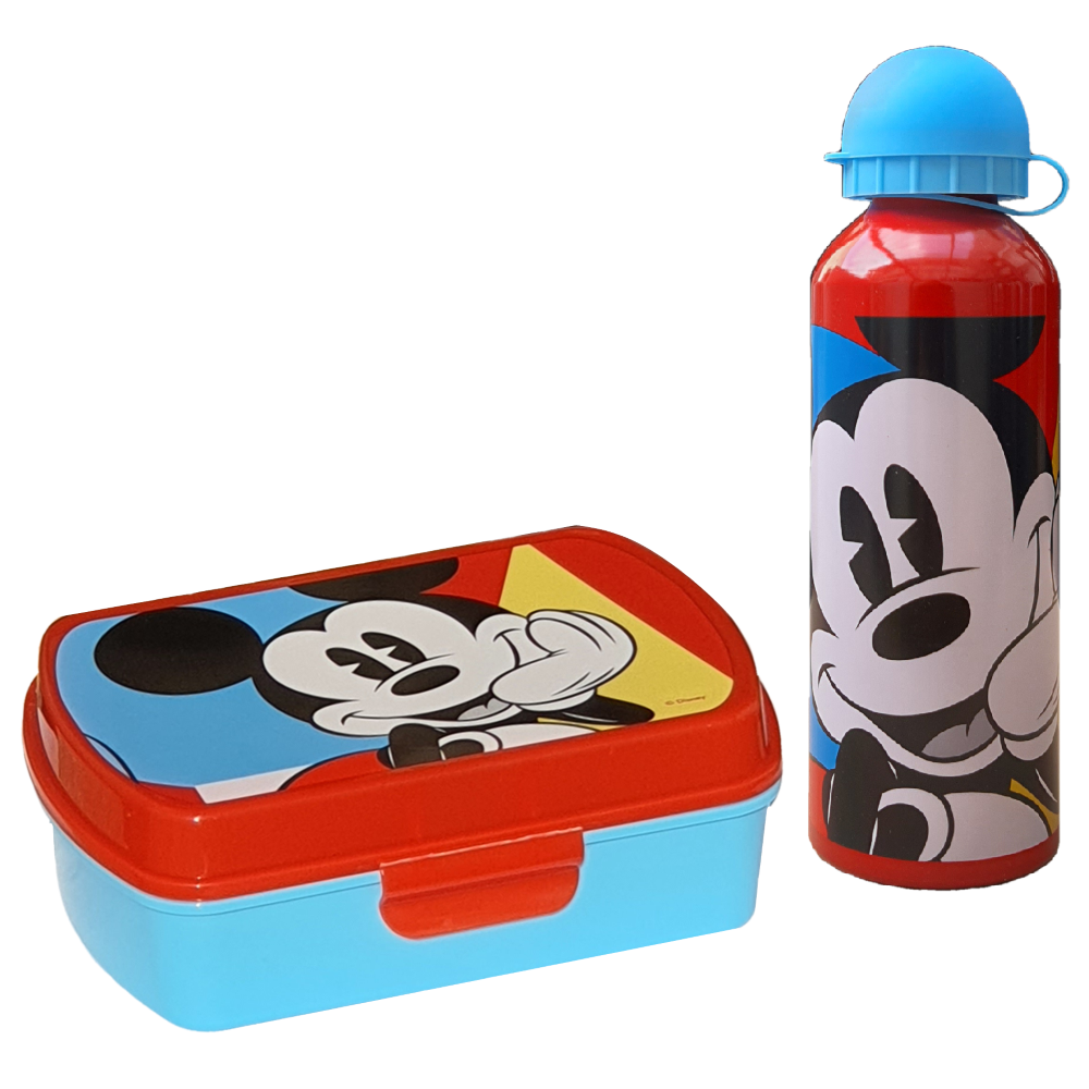 SET MICKEY MOUSE DISNEY TOPOLINO BORRACCIA IN ALLUMINIO + PORTAMERENDA IN CONFEZIONE -  MI50001