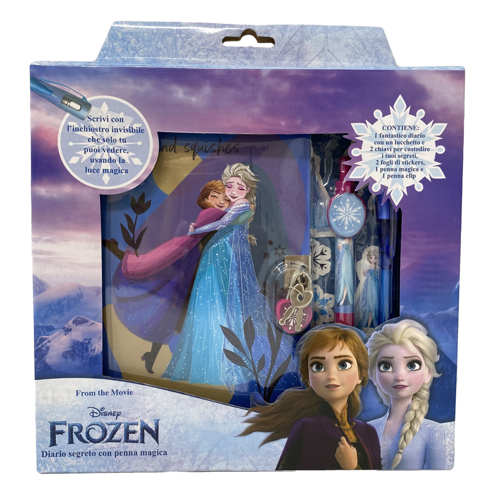 DIARIO SEGRETO CON LUCCHETTO FROZEN II DISNEY ELSA ANNA + ACCESSORI IN CONFEZIONE REGALO - FR0822
