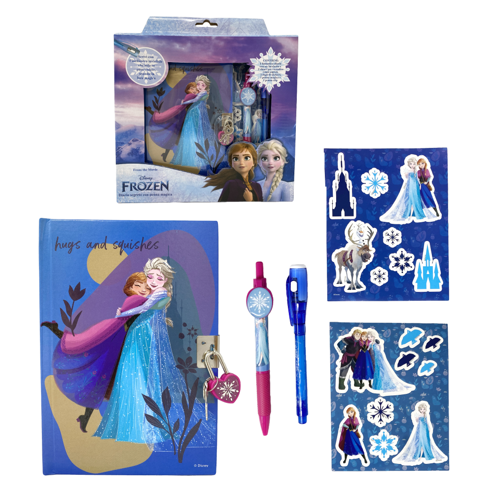 DIARIO SEGRETO CON LUCCHETTO FROZEN II DISNEY ELSA ANNA + ACCESSORI IN CONFEZIONE REGALO - FR0822