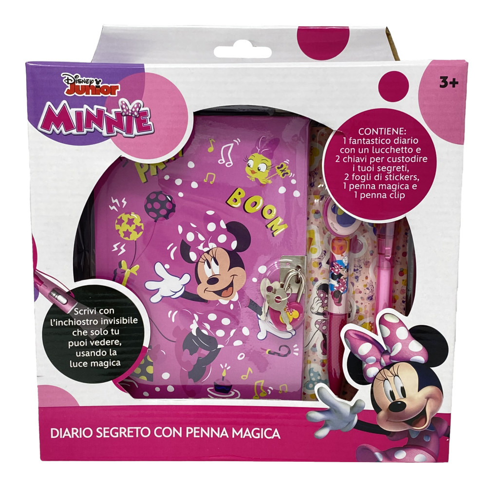DIARIO SEGRETO CON LUCCHETTO MINNIE MOUSE DISNEY + ACCESSORI IN CONFEZIONE REGALO - MIN0822