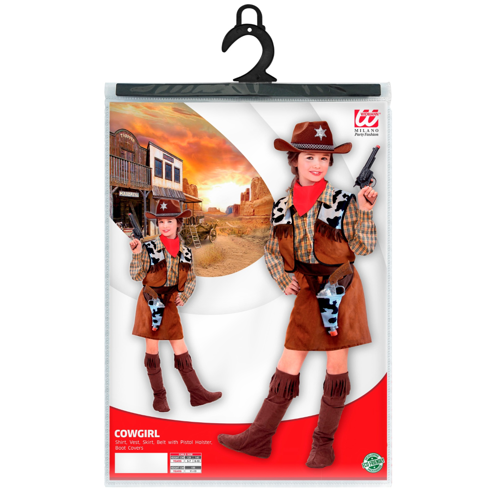 COSTUME VESTITO ABITO TRAVESTIMENTO CARNEVALE HALLOWEEN COSPLAY BAMBINA COWGIRL - 3676