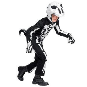 COSTUME CARNEVALE + ACCESSORI SCHELETRO T-REX COSTUME GUANTI TRAVESTIMENTO HALLOWEEN BAMBINO 11/13 ANNI - 0190+34275