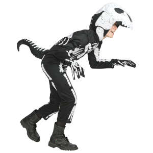 COSTUME CARNEVALE + ACCESSORI SCHELETRO T-REX COSTUME GUANTI TRAVESTIMENTO HALLOWEEN BAMBINO 11/13 ANNI - 0190+34275