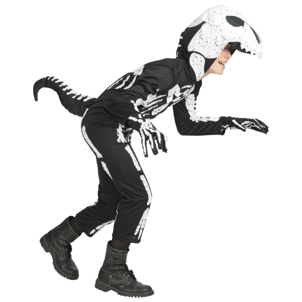 COSTUME CARNEVALE + ACCESSORI SCHELETRO T-REX COSTUME GUANTI TRAVESTIMENTO HALLOWEEN BAMBINO 11/13 ANNI - 0190+34275