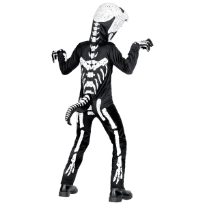 COSTUME CARNEVALE + ACCESSORI SCHELETRO T-REX COSTUME GUANTI TRAVESTIMENTO HALLOWEEN BAMBINO 11/13 ANNI - 0190+34275