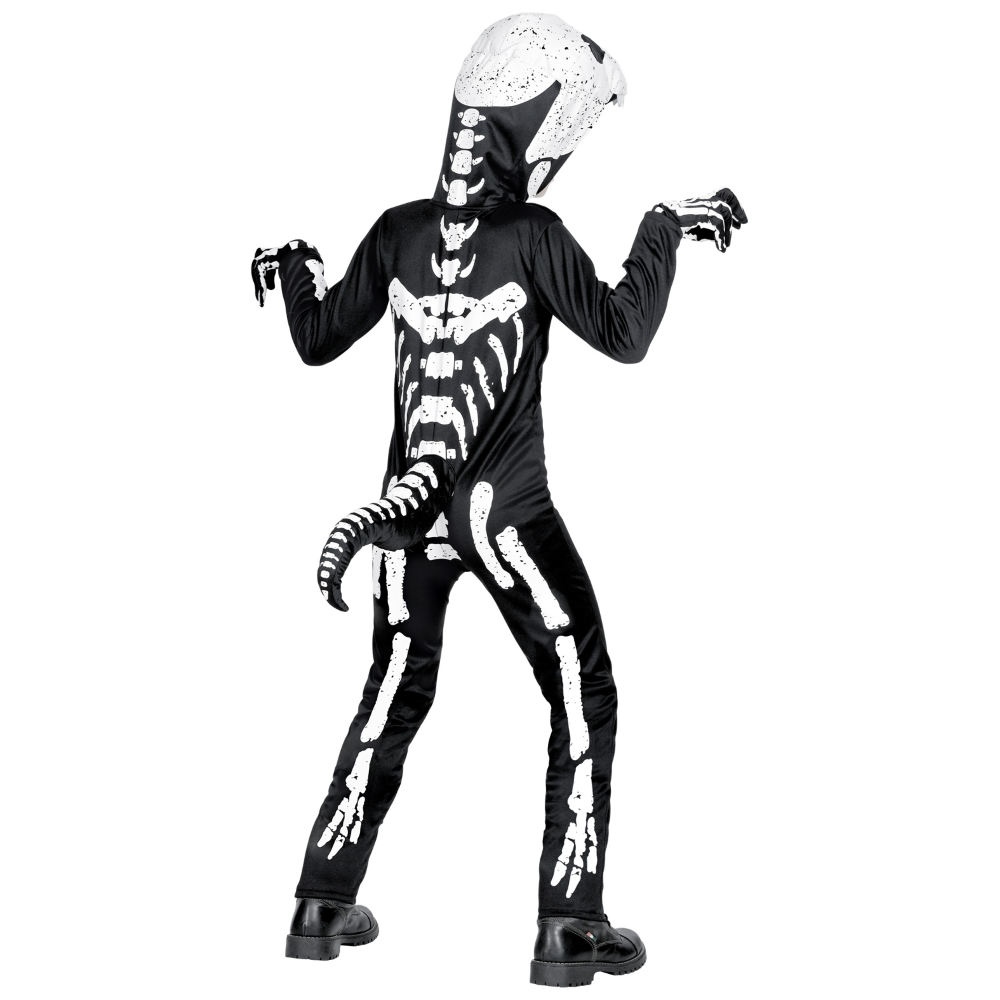 COSTUME CARNEVALE + ACCESSORI SCHELETRO T-REX COSTUME GUANTI TRAVESTIMENTO HALLOWEEN BAMBINO 11/13 ANNI - 0190+34275