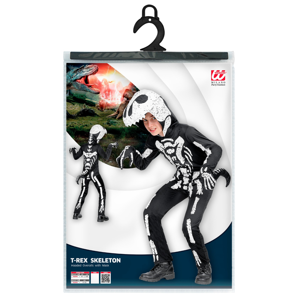 COSTUME CARNEVALE + ACCESSORI SCHELETRO T-REX COSTUME GUANTI TRAVESTIMENTO HALLOWEEN BAMBINO 11/13 ANNI - 0190+34275