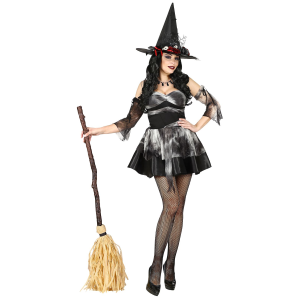 SCOPA DA STREGA STORTA 125 CM ABBATIBILE ACCESSORI HALLOWEEN CARNEVALE - 03231