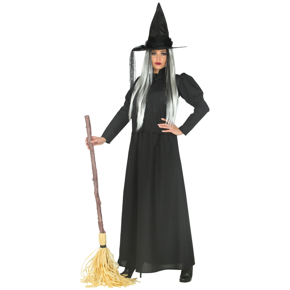 SCOPA DA STREGA STORTA 125 CM ABBATIBILE ACCESSORI HALLOWEEN CARNEVALE - 03231