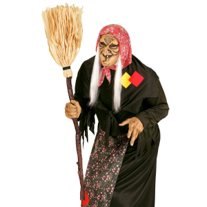 SCOPA DA STREGA STORTA 125 CM ABBATIBILE ACCESSORI HALLOWEEN CARNEVALE - 03231