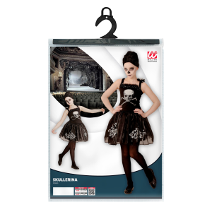 COSTUME VESTITO ABITO TRAVESTIMENTO CARNEVALE HALLOWEEN BAMBINA SKULLERINA SCHELETRO BALLERINA - 0547