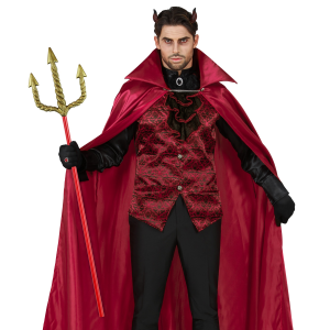 VESTITO CARNEVALE CON ACCESSORI DIAVOLO TRIDENTE DORATO TRAVESTIMENTO HALLOWEEN BAMBINO 11/13 ANNI - 0249+24221