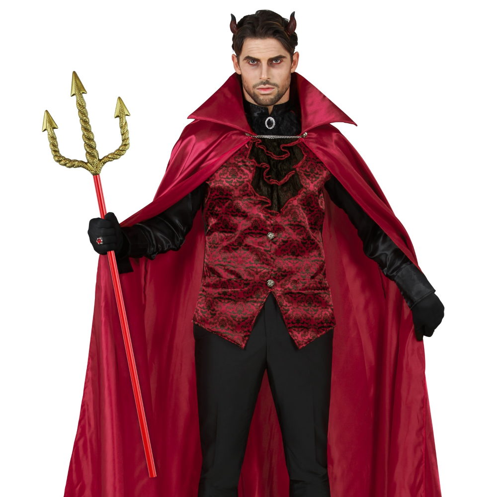VESTITO CARNEVALE CON ACCESSORI DIAVOLO TRIDENTE DORATO TRAVESTIMENTO HALLOWEEN BAMBINO 11/13 ANNI - 0249+24221