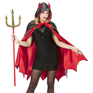 VESTITO CARNEVALE CON ACCESSORI DIAVOLO TRIDENTE DORATO TRAVESTIMENTO HALLOWEEN BAMBINO 11/13 ANNI - 0249+24221