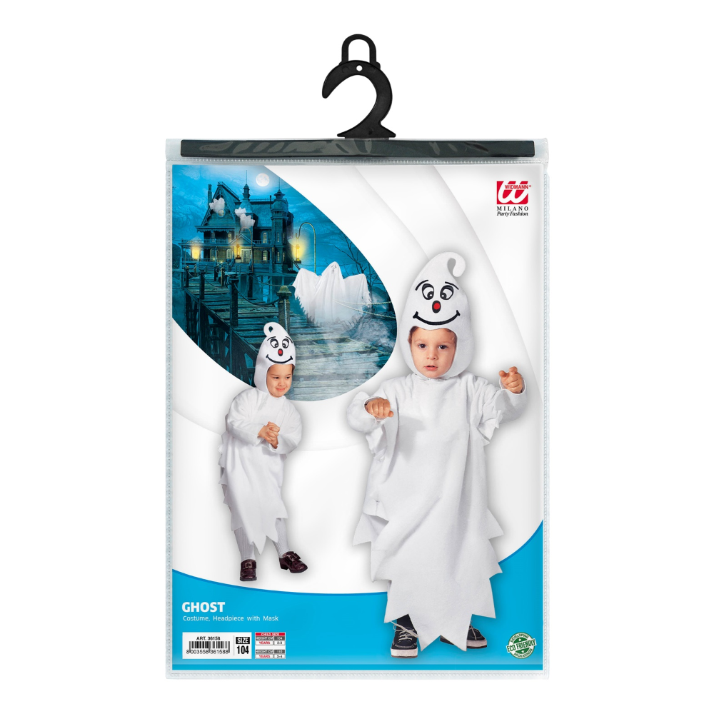 COSTUME VESTITO ABITO TRAVESTIMENTO CARNEVALE HALLOWEEN FANTASMA BAMBINO - 3615