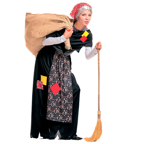 COSTUME VESTITO ABITO TRAVESTIMENTO CARNEVALE NATALIZIO - BEFANA - COSPLAY ADULTO - 3504