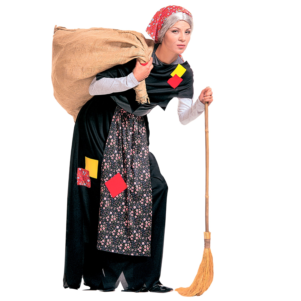 COSTUME VESTITO ABITO TRAVESTIMENTO CARNEVALE NATALIZIO - BEFANA - COSPLAY ADULTO - 3504
