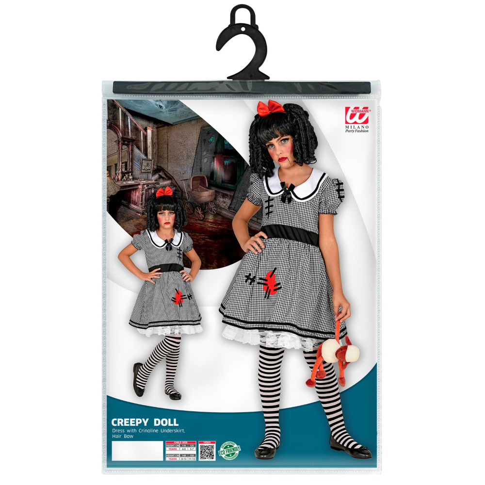 COSTUME VESTITO ABITO TRAVESTIMENTO CARNEVALE HALLOWEEN BAMBINA BAMBOLA - 2022