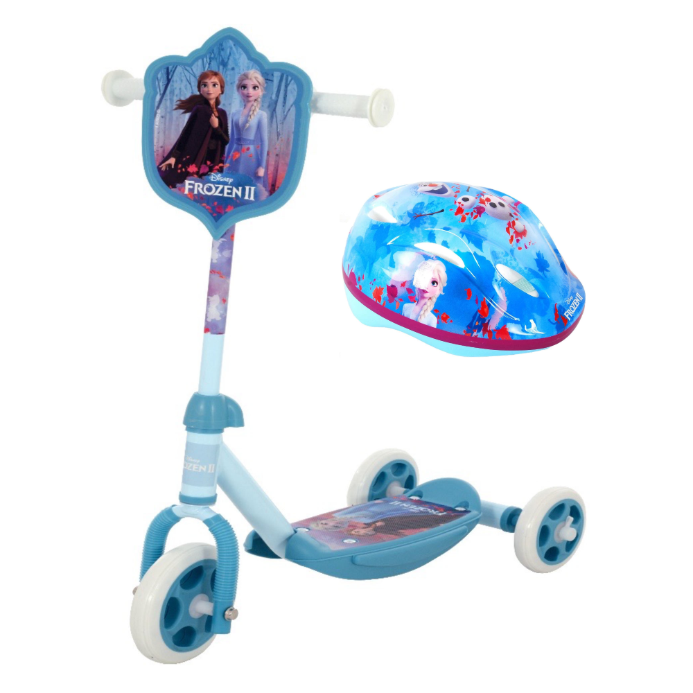 MONOPATTINO CON CASCO PROTETTIVO FROZEN II DISNEY 3 RUOTE MANUBRIO REGOLABILE - 34787+34358