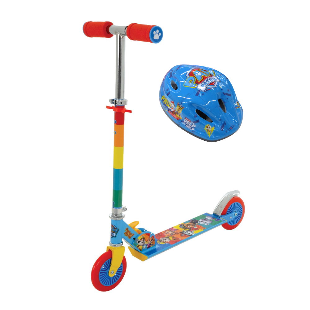 MONOPATTINO CON CASCO PROTETTIVO PAW PATROL 2 RUOTE MANUBRIO REGOLABILE -  34795+32956