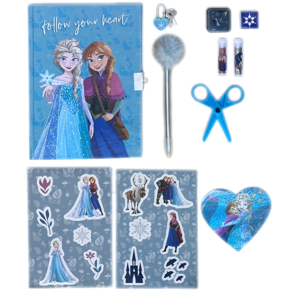 MAXI SET DIARIO SEGRETO CON ACCESSORI FROZEN II DISNEY ELSA ANNA IN CONFEZIONE REGALO - FR0827