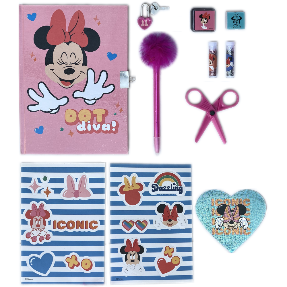 MAXI SET DIARIO SEGRETO CON ACCESSORI MINNIE MOUSE DISNEYIN CONFEZIONE REGALO - MIN0827