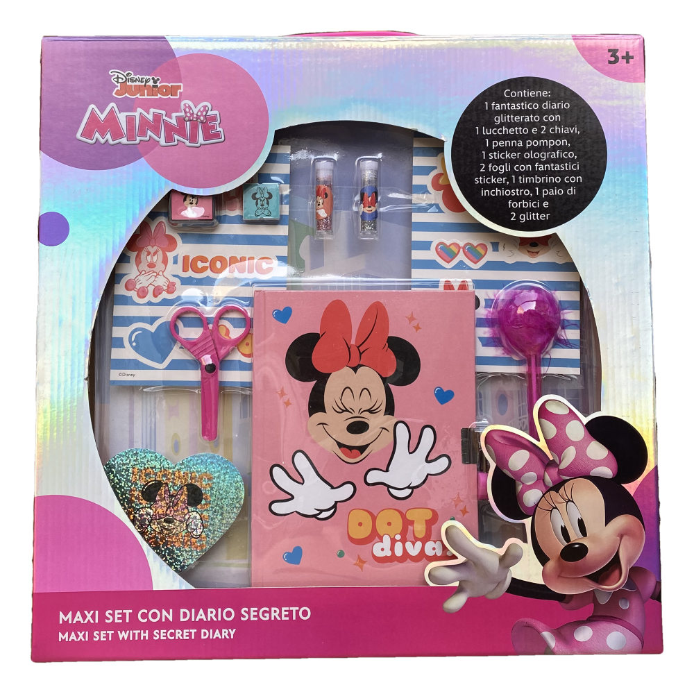 MAXI SET DIARIO SEGRETO CON ACCESSORI MINNIE MOUSE DISNEYIN CONFEZIONE REGALO - MIN0827