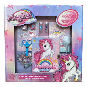 MAXI SET DIARIO SEGRETO CON ACCESSORI UNICORNO IN CONFEZIONE REGALO - UNI0827