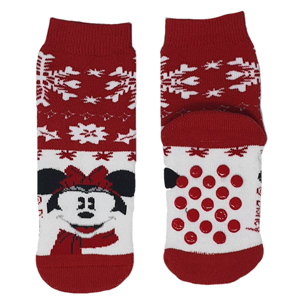 CALZINI ANTISCIVOLO NATALE MINNIE MOUSE DISNEY IN SPUGNA 2 PAIA 27/30 - MIN0676