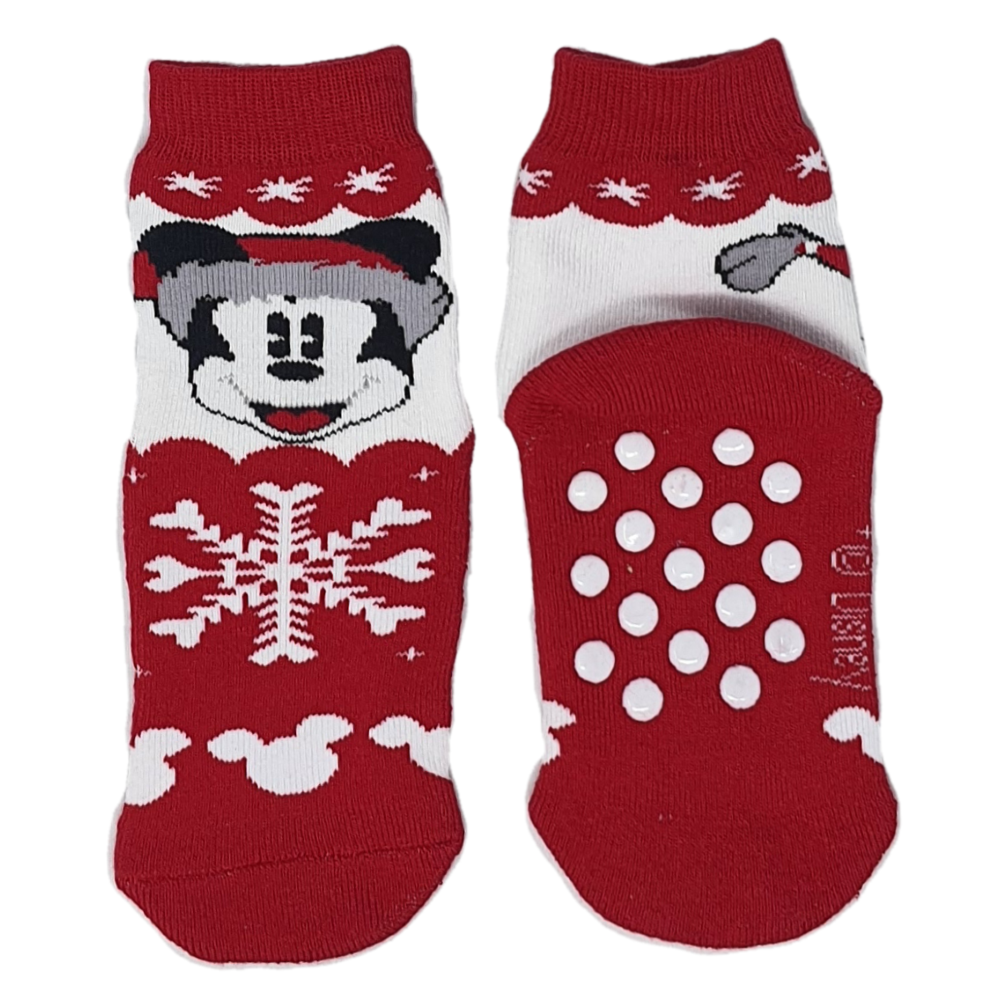 CALZINI ANTISCIVOLO NATALE MICKEY MOUSE DISNEY TOPOLINO IN SPUGNA 2 PAIA 27/30 - MIC0674
