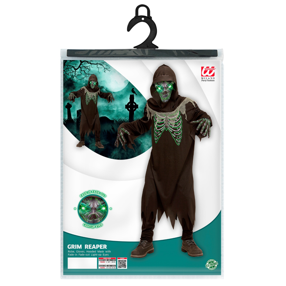 COSTUME VESTITO ABITO TRAVESTIMENTO CARNEVALE HALLOWEEN GRIM REAPER BAMBINO - 0789