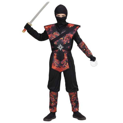 COSTUME CARNEVALE NINJA DRAGO IN FIAMME BAMBINO ABITO TRAVESTIMENTO - 0563