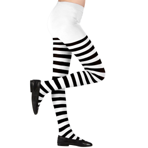 CALZE COLLANT RIGATE BIANCO/NERO 70 DEN ACCESSORI TRAVESTIMENTO HALLOWEEN COSPLAY - 0122