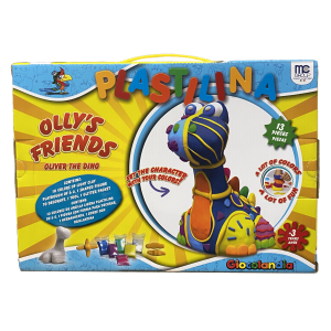 SET ATTIVITA' 13 PEZZI BAMBINO OLIVER IL DINOSAURO PLASTILINA 10 COLORI GLITTER STRUMENTI PER MODELLARE - OK0021