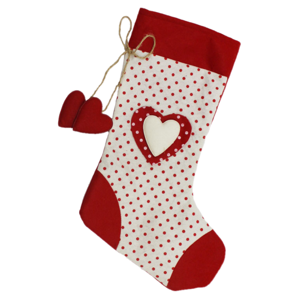 CALZA DELLA BEFANA A POIS CON CUORI 42 CM IN PANNOLENCI DOLCI REGALI CARAMELLE - 80842/1